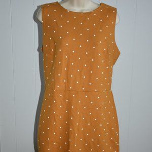 NWOT Business Casual Large Tall Mustard with white dots dress. Boutique purchase